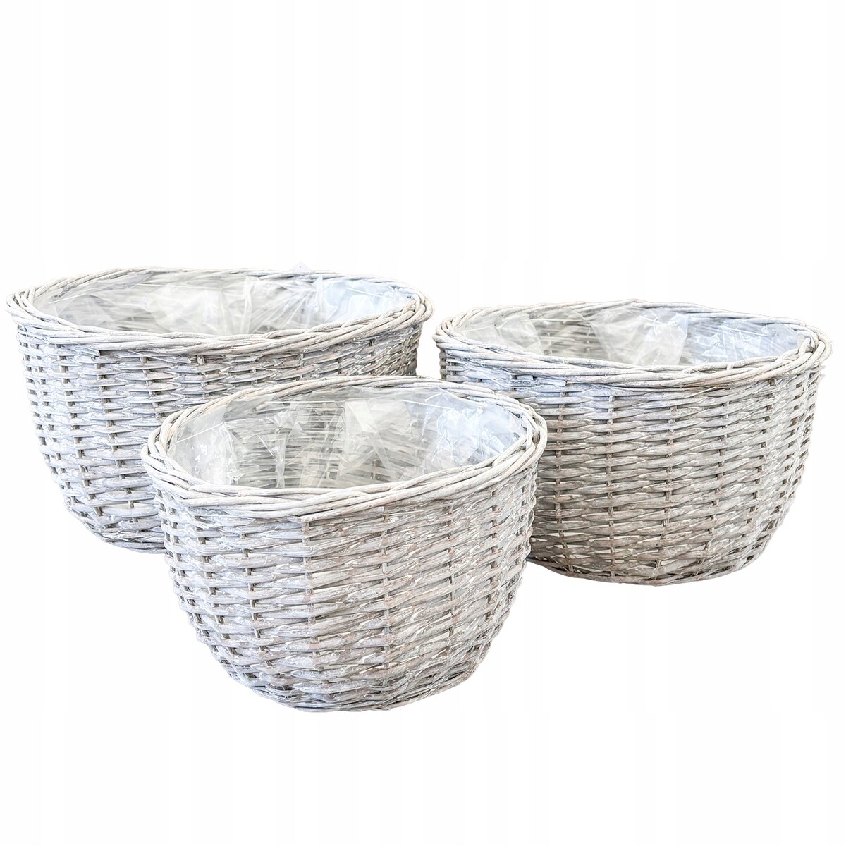 KOSZ WIKLINOWY NA KWIATY DUŻY OGRODOWY 50cm OKRĄGŁY OSŁONKA KWIETNIK 3 szt