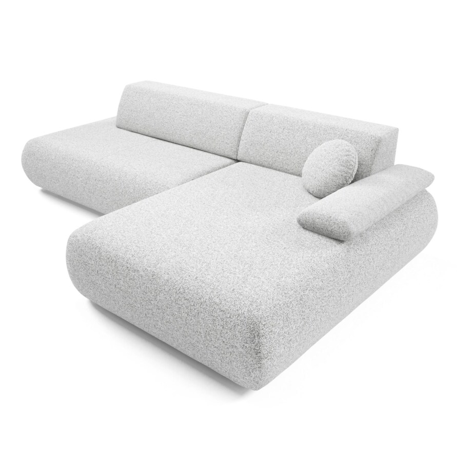 Narożnik rozkładany PENTI z pojemnikiem na pościel, prawy, jasno-szary