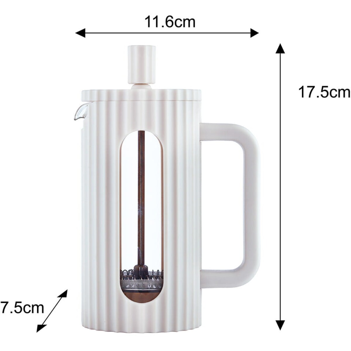Zaparzacz do herbaty kawy szklany French Press 350 ml kremowy KLAUSBERG