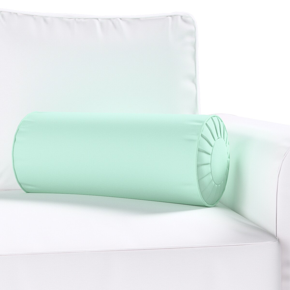 Poduszka wałek z zakładkami, turkusowo - miętowy, Ø20 x 50 cm, Loneta