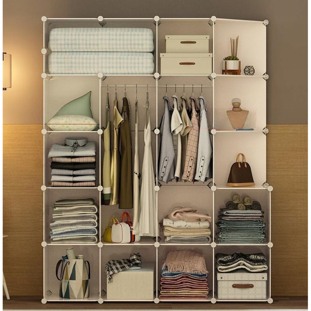 Modułowa szafa garderoba wieszak szafki xxl biała półki drążek na ubrania