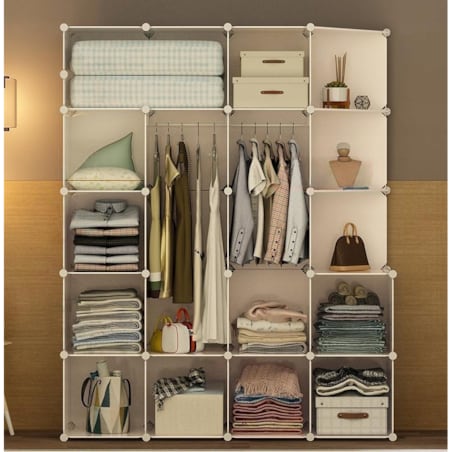 Modułowa szafa garderoba wieszak szafki xxl biała półki drążek na ubrania