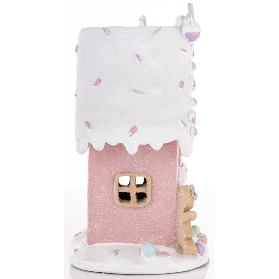 Domek ciasteczkowy LED 19x13x11 cm BISCOTTO różowy