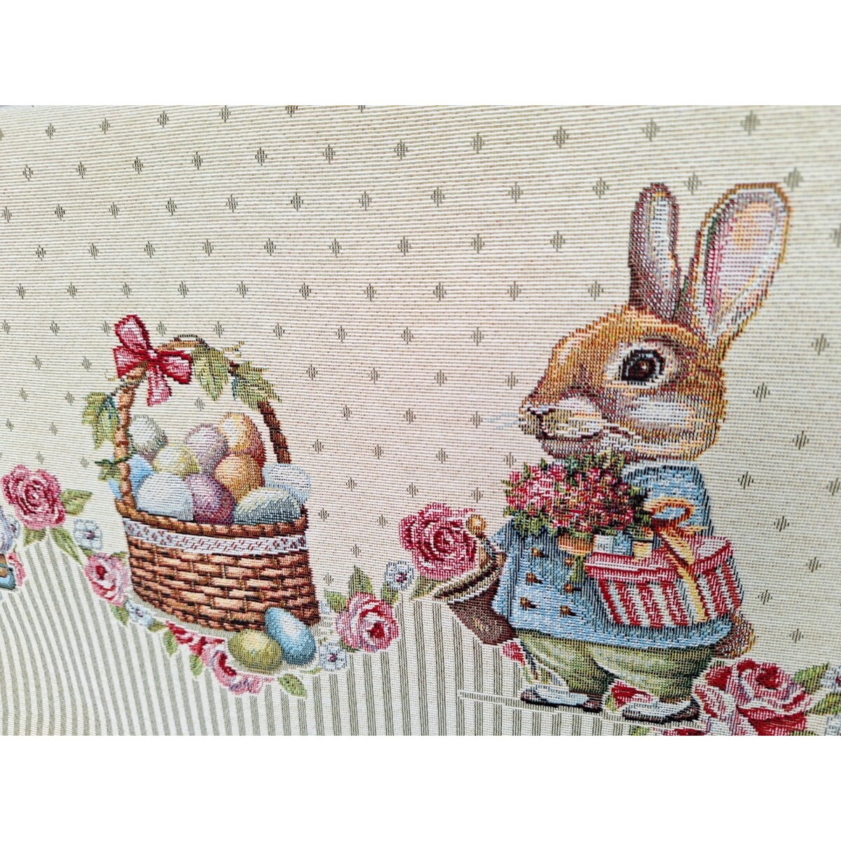 Obrus Okrągły Wielkanocny Na Stół 165 Cm Ozdobny Dekoracyjny Zajączki