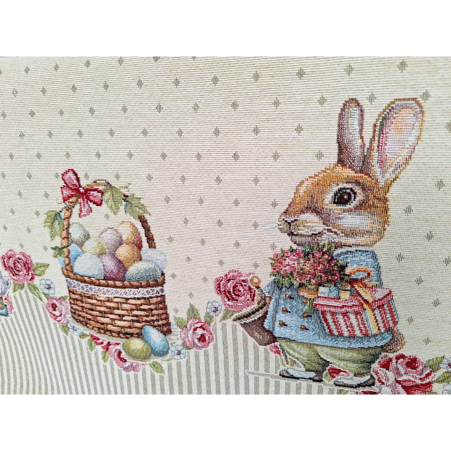 Obrus Okrągły Wielkanocny Na Stół 165 Cm Ozdobny Dekoracyjny Zajączki