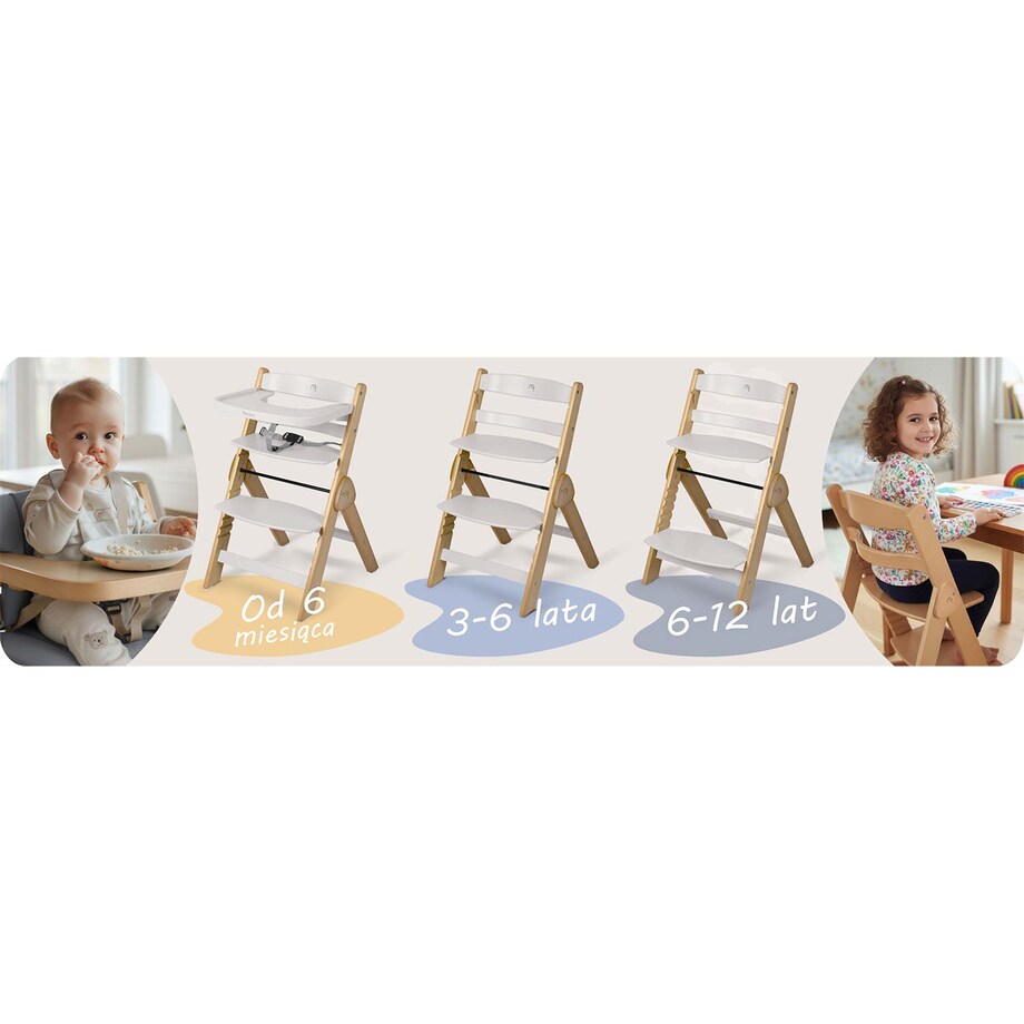 Drewniane krzesełko do karmienia Nukido składane regulowane pasy 702001