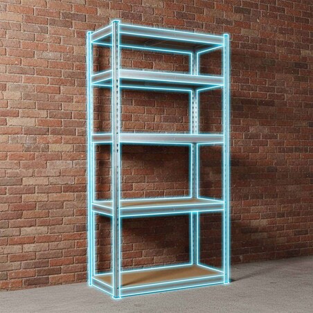 Regał metalowy magazynowy Humberg HR-853 srebrny 183 x 90 x 40 cm 4853