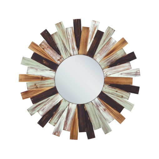Drewniane lustro ścienne słońce ø 75 cm wielokolorowe TAMPICO