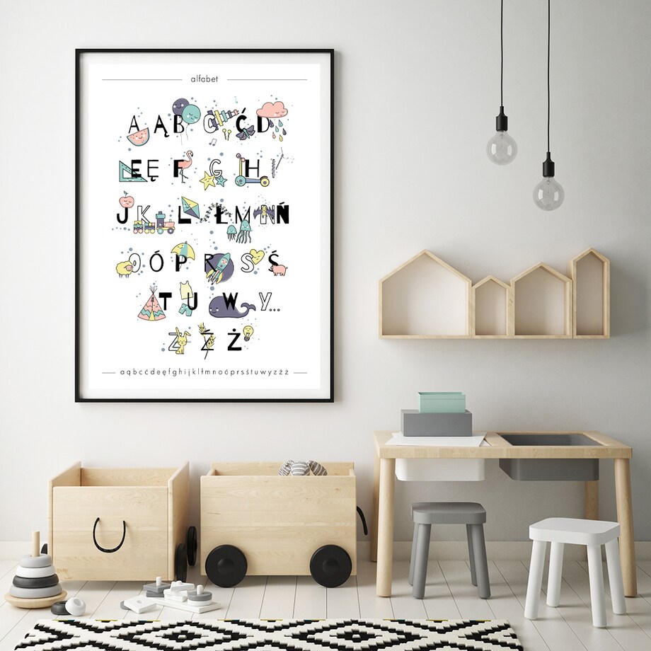 Plakat dla dzieci Alfabet pastelowy 30x40