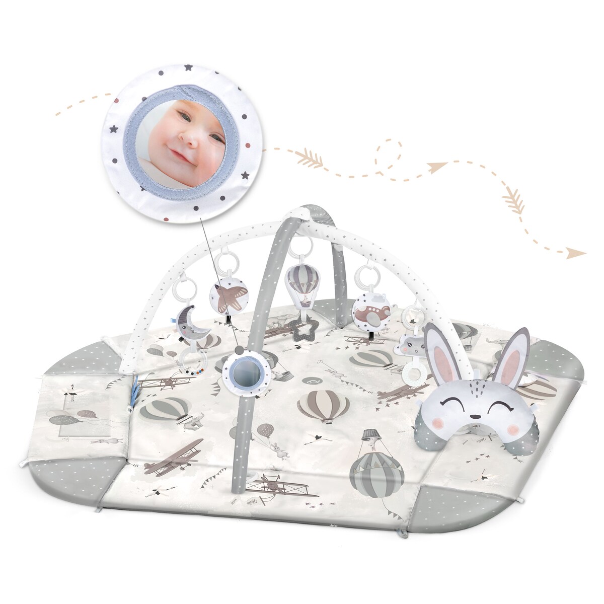 Mata edukacyjna interaktywna Retro dla niemowląt dwustronna składana XXL 5w1 Nukido