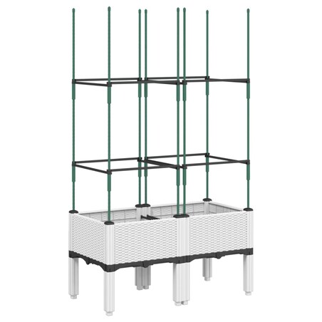 vidaXL Donica ogrodowa z kratką, biała, 80x40x142,5 cm, PP