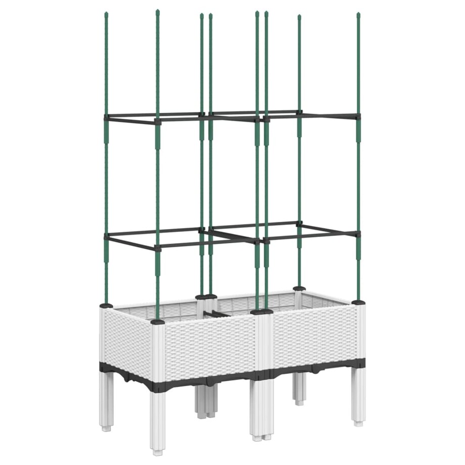 vidaXL Donica ogrodowa z kratką, biała, 80x40x142,5 cm, PP