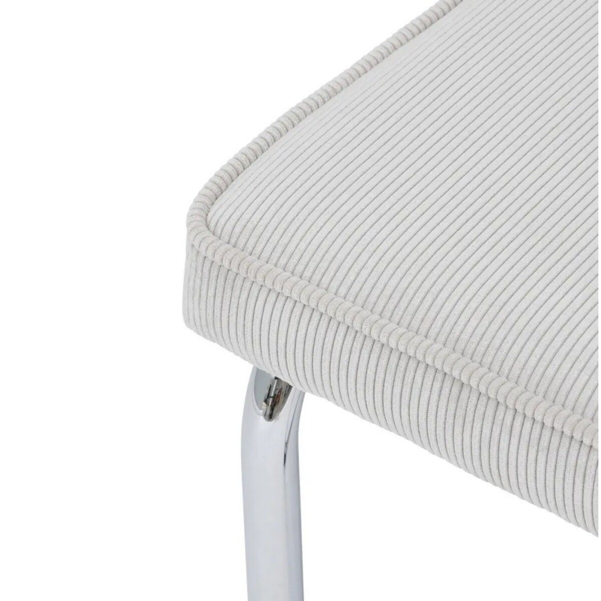 Krzesło sztruksowe na chromowanej podstawie szaro-perłowe