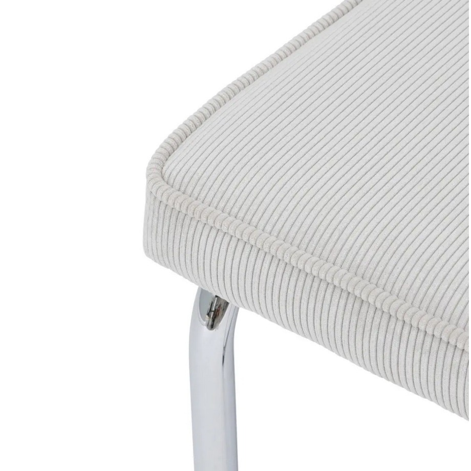 Krzesło sztruksowe na chromowanej podstawie szaro-perłowe