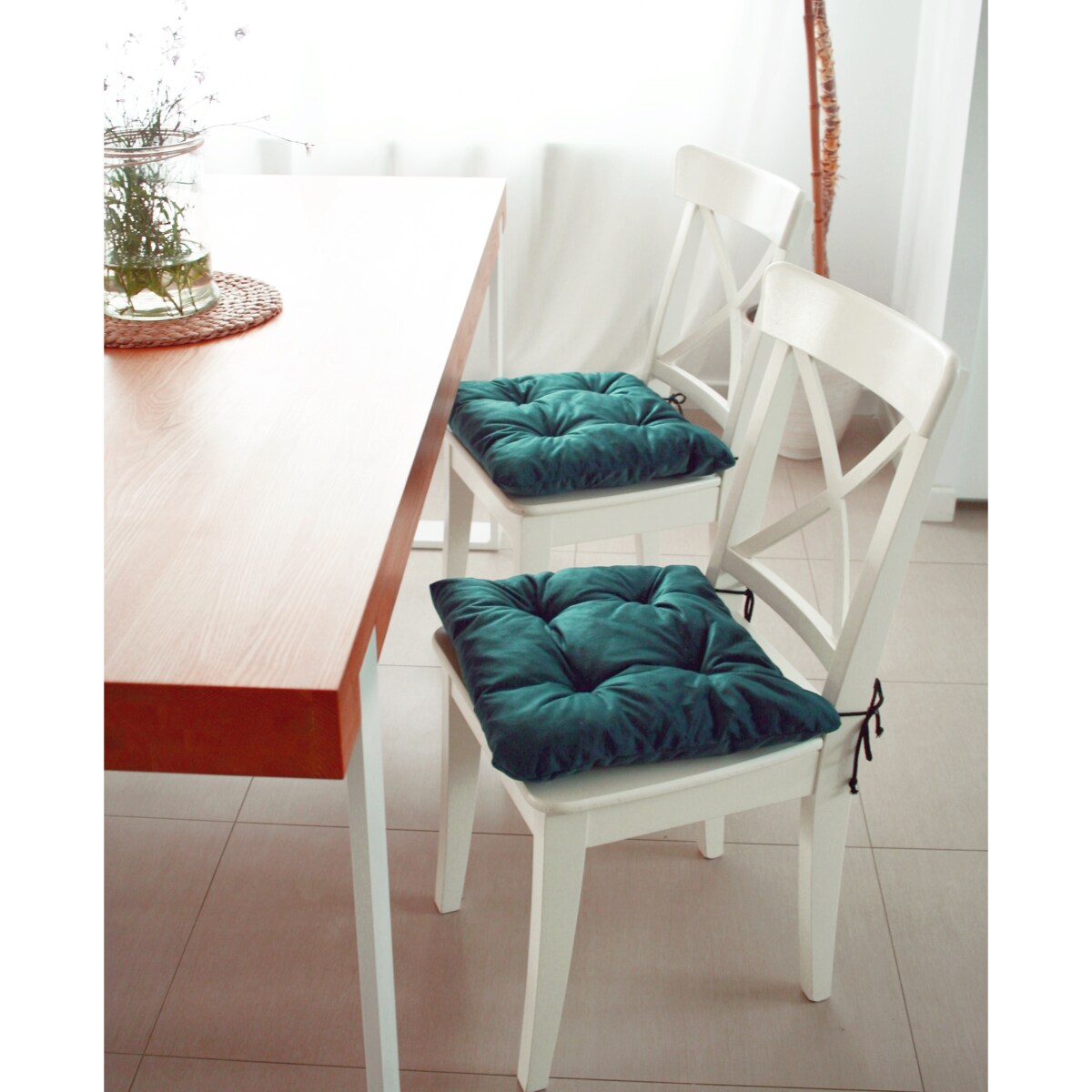 Zestaw 4 poduszek na krzesło/stołek, standard, 40x40 cm, Turkus