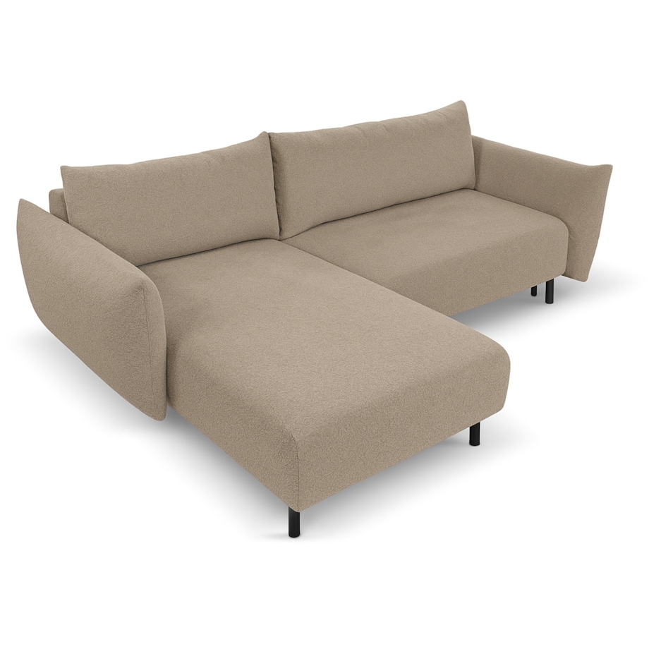 Narożnik DELI z funkcją spania na nóżkach, lewostronny, jasnobrązowy