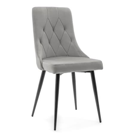 Krzesło tapicerowane welurowe do salonu jadalni CAREN jasnoszare