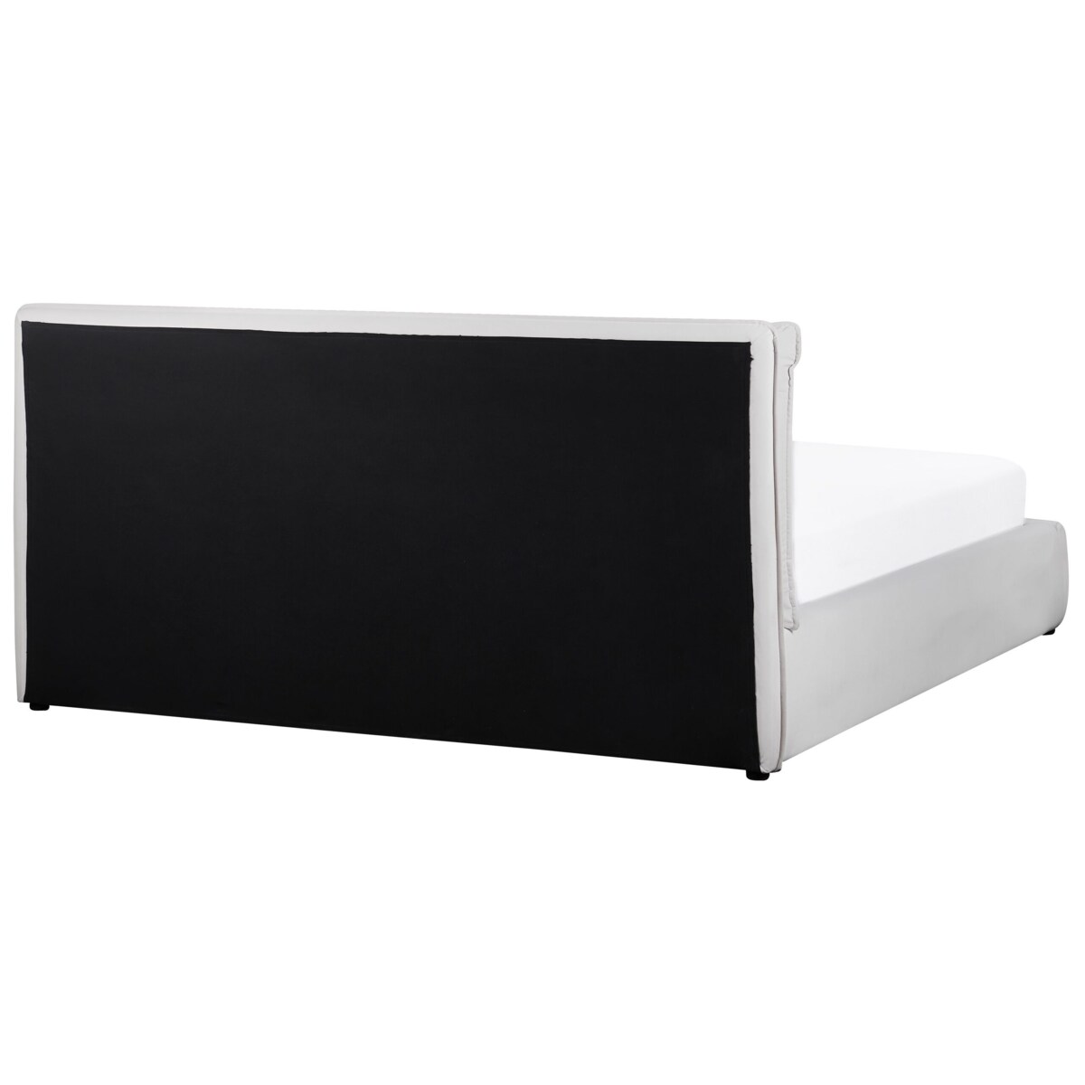 Łóżko z pojemnikiem welurowe 180 x 200 cm złamana biel BAJONNA