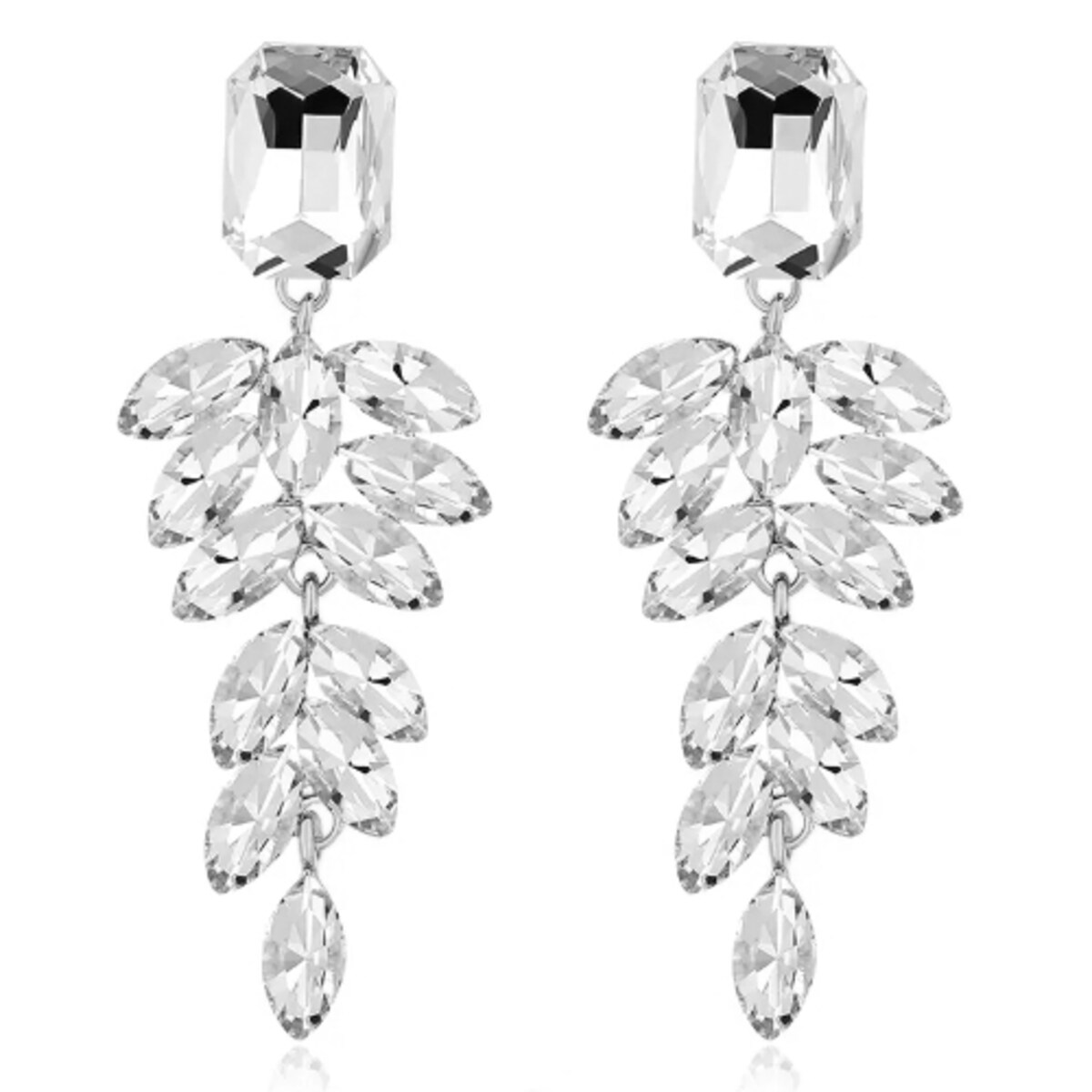 SREBRNE kolczyki kryształowe eleganckie wiszące wieczorowe