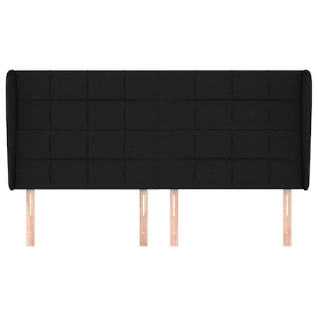 vidaXL Zagłówek uszak, czarny, 183x23x118/128 cm, tkanina