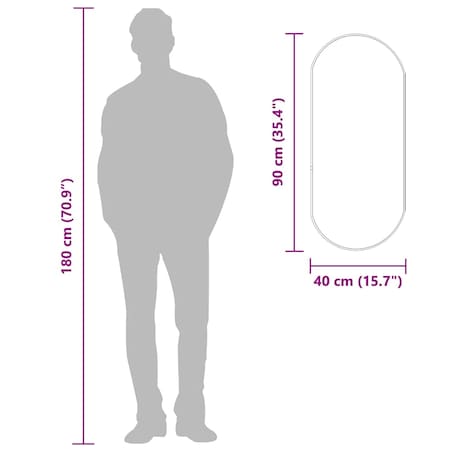 vidaXL Lustro ścienne, złote, 90x40 cm, owalne