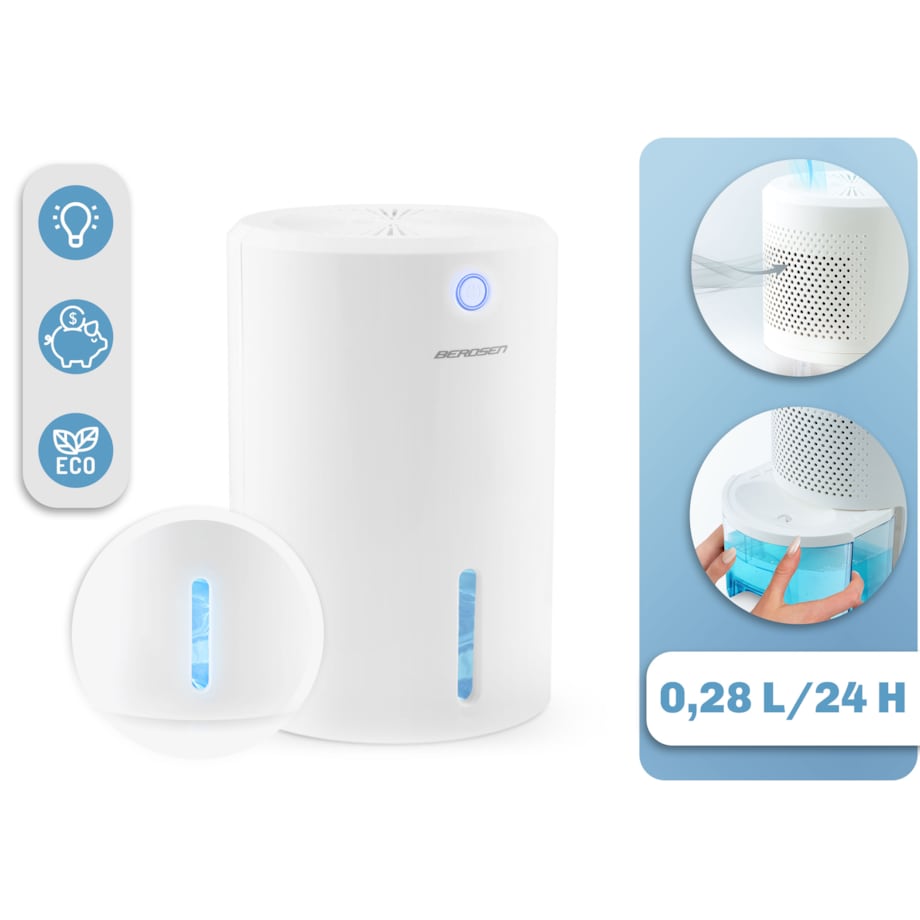 Osuszacz powietrza pochłaniacz wilgoci cichy 34db led Berdsen