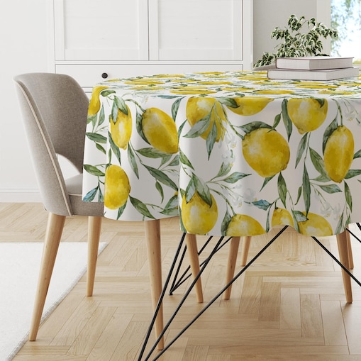 Obrus okrągły SUMMER wzór SM10 | cytryny - średnica 150 cm