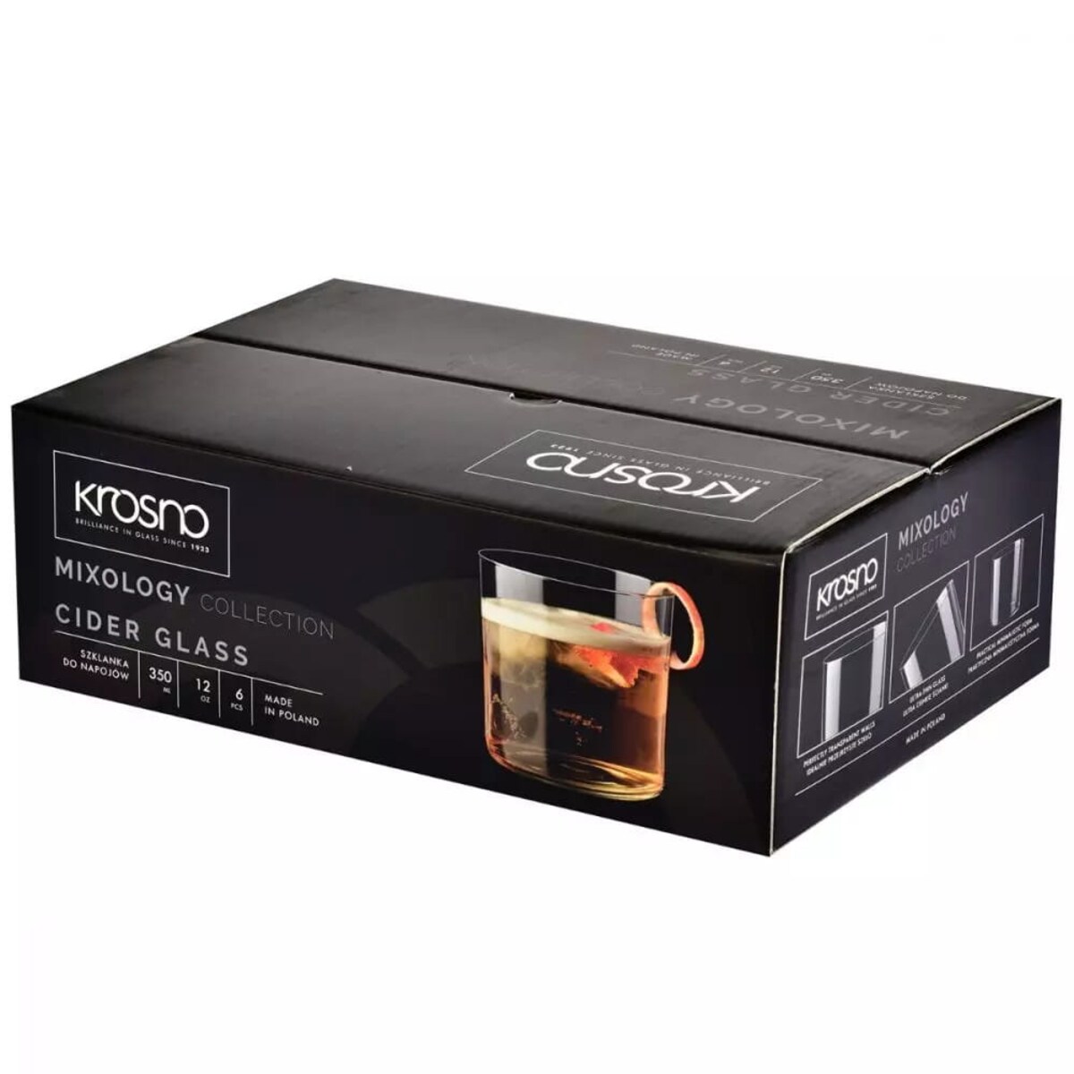 Komplet Szklanek do Wody Napojów Drinków Cydru Kompotu 6 x 350 ml Krosno