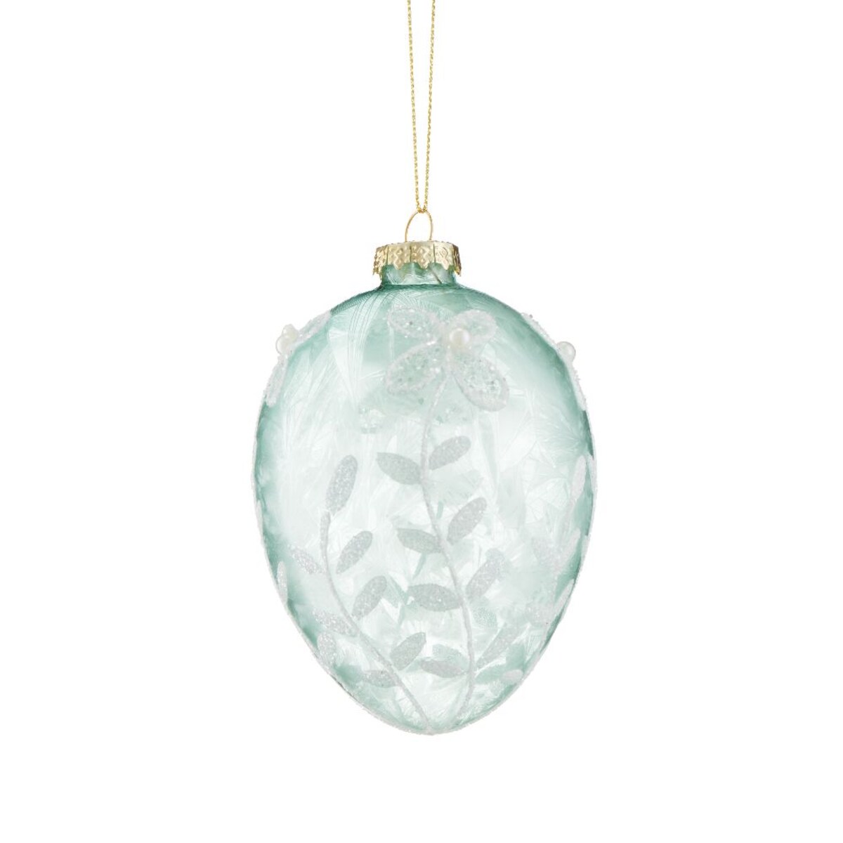 VILLA ITALIA Bombka jajko szklane niebieskie w kwiaty 11,5 cm
