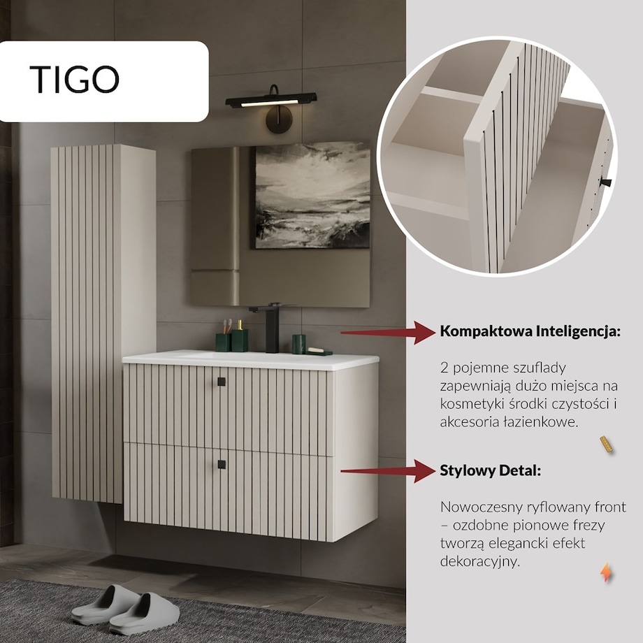 Szafka łazienkowa TIGO 80/2S KASZMIR
