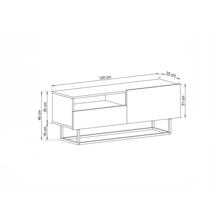 Szafka RTV Loft Industrialna Komoda RTV Szuflada Kaszmir Mat 120 cm
