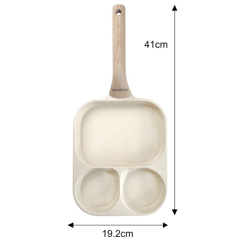 Patelnia marmurkowa 3 w 1 do jajek naleśników placków pancake 22x18cm BEŻOWA KLAUSBERG
