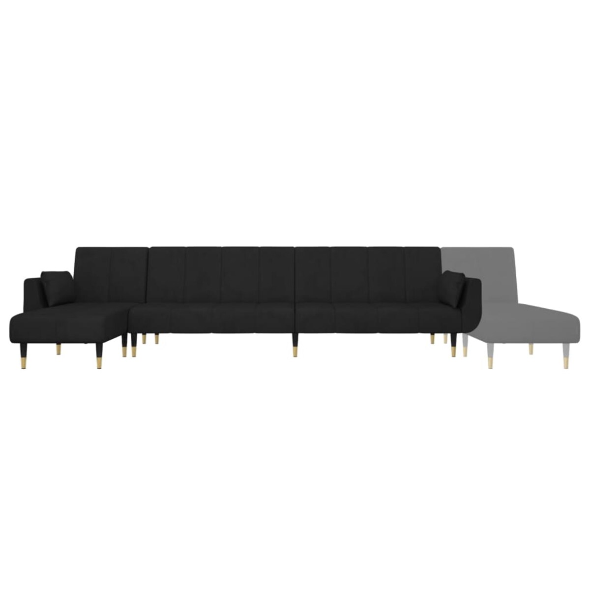 vidaXL Sofa rozkładana L, czarna, 275x140x70 cm, aksamit
