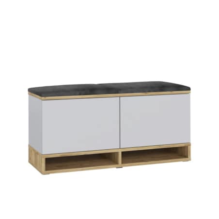 Szafka na buty z siedziskiem DUBAI biała/dąb craft/szara