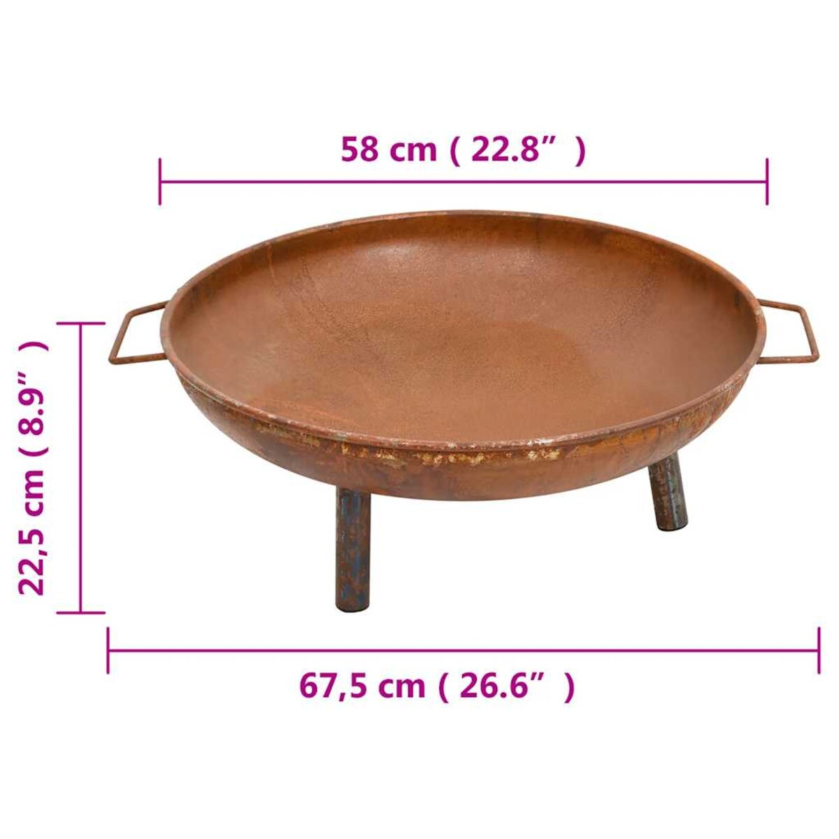 vidaXL Palenisko, 67,5x58x22,5 cm, stal