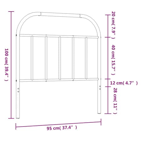 vidaXL Metalowe wezgłowie, czarne, 90 cm