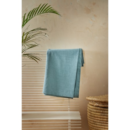Lniana zasłona w kolorze zgaszonego turkusu Merida 140x250
