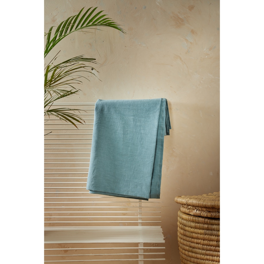 Lniana zasłona w kolorze zgaszonego turkusu Merida 140x250