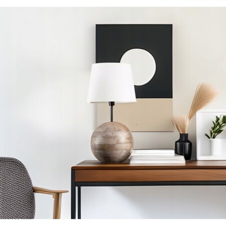 LAMPA STOŁOWA BIURKOWA DREWNO MANGO E27 BOHO do salonu sypialni nocna 42cm