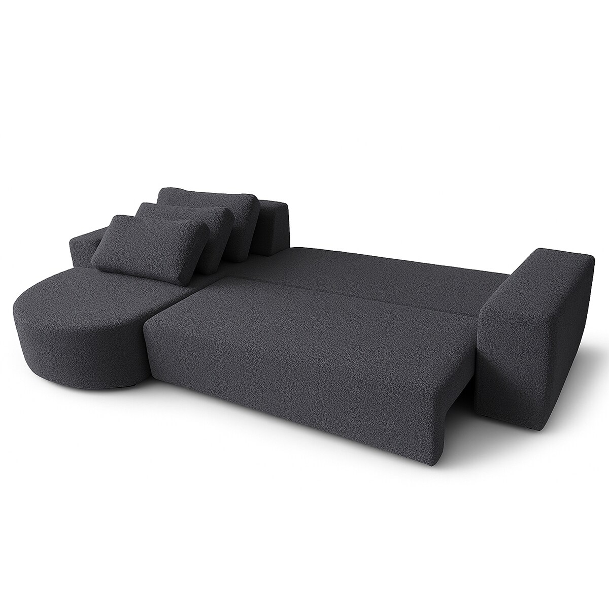 Narożnik Vello z funkcją spania do salonu,lewostronny-tkanina boucle-grafit