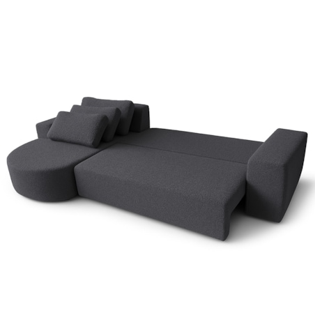 Narożnik Vello z funkcją spania do salonu,lewostronny-tkanina boucle-grafit