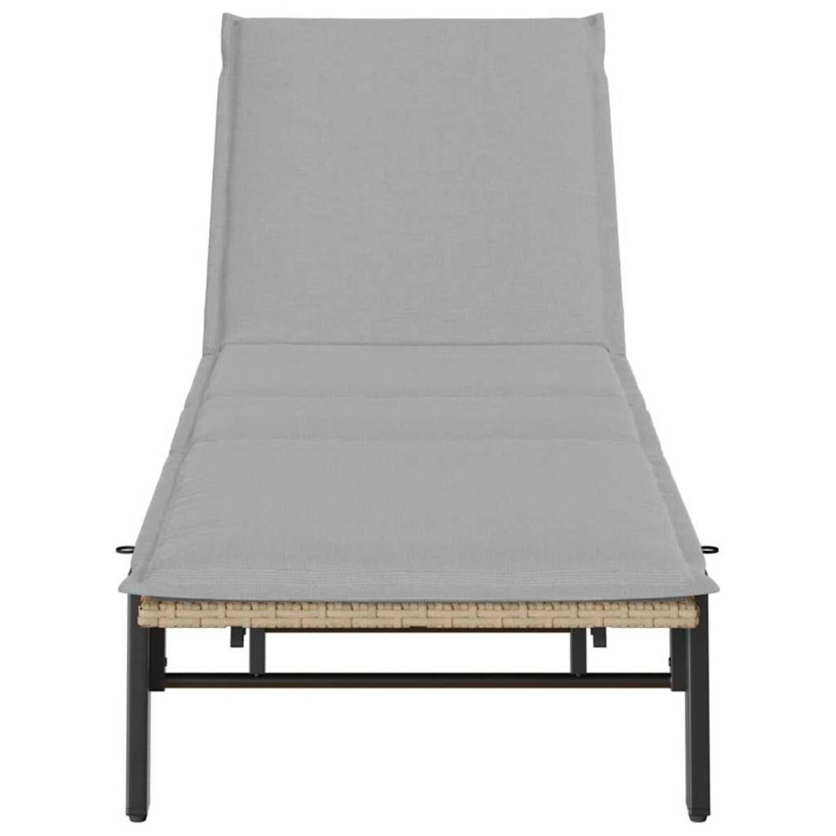 vidaXL Leżak z poduszką, beżowy, polirattan