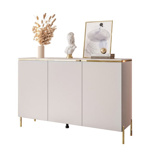 Komoda trzydrzwiowa AURORA KASZMIR 3D proste złote nogi