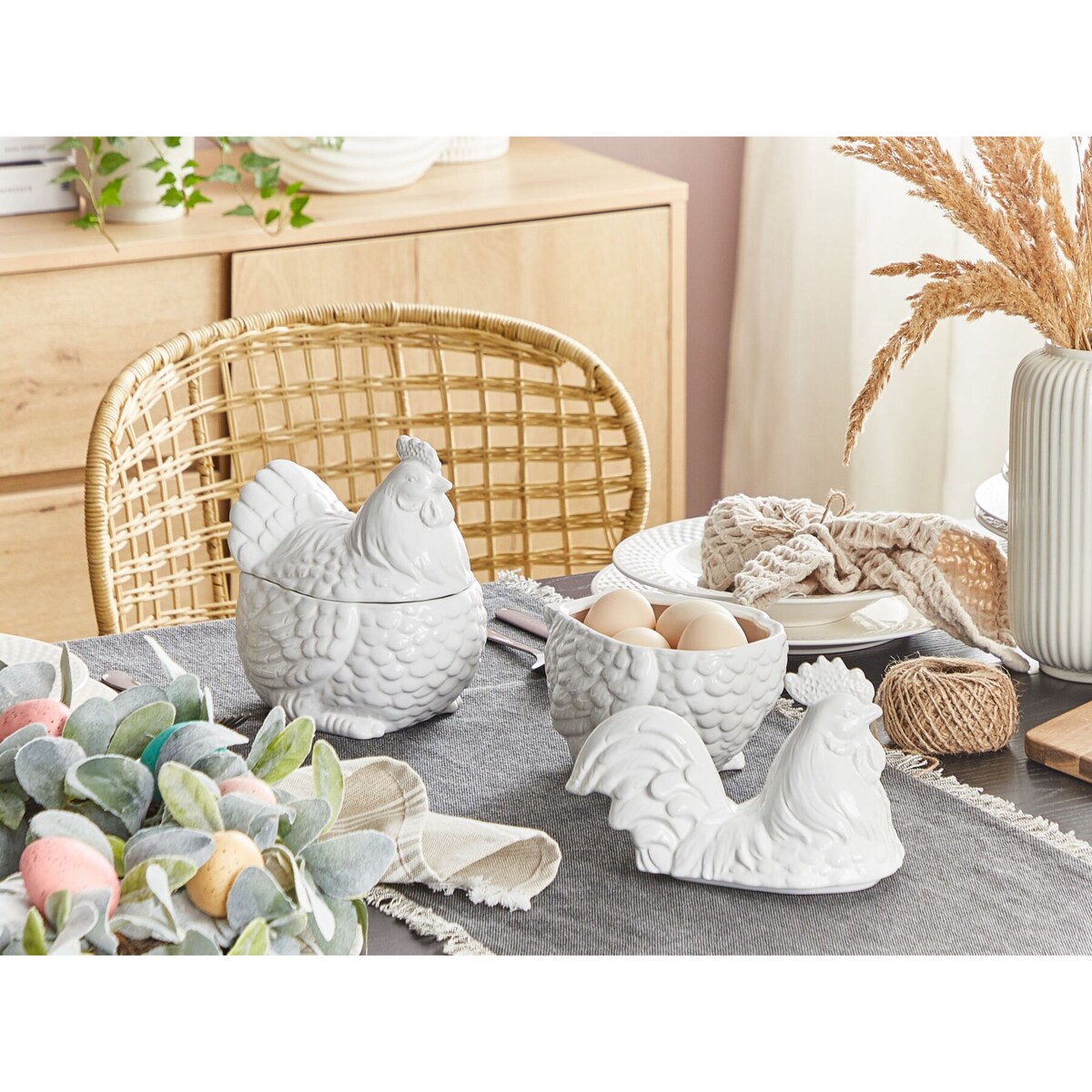 Pojemnik ceramiczny kura biały BINIC