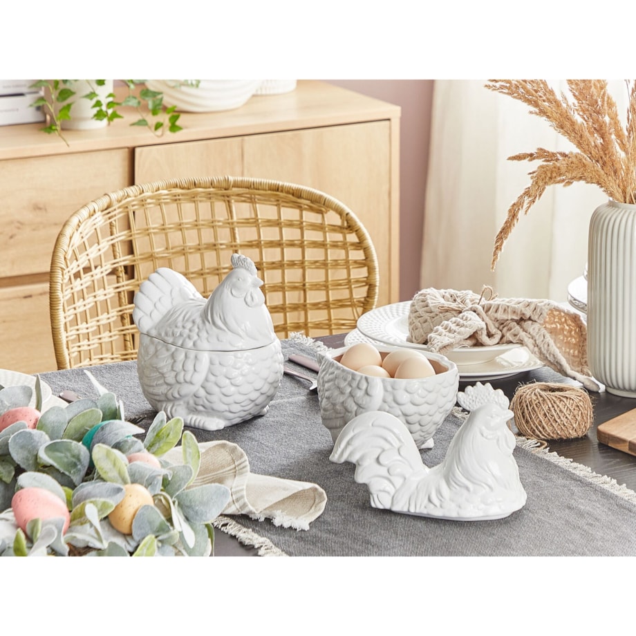 Pojemnik ceramiczny kura biały BINIC