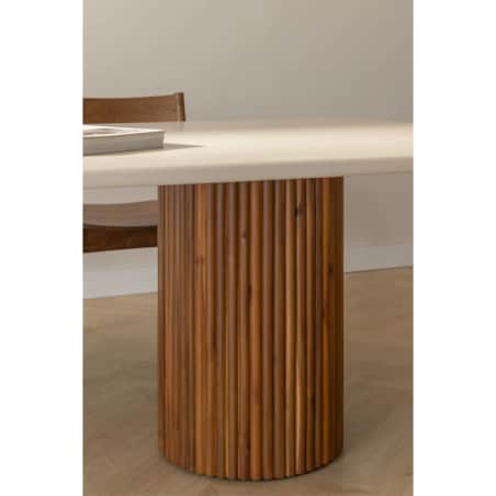 Stół jadalniany z cementu i drewna akacjowego Sirvon 110x230 cm