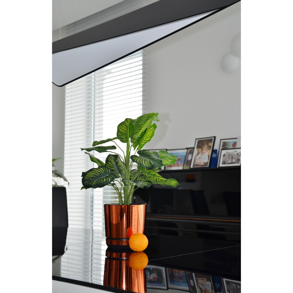 18 cm wzór ORANŻ Doniczka z podstawką nowoczesna glamour wysoki połysk metaliczny industrialny loft pomarańczowa