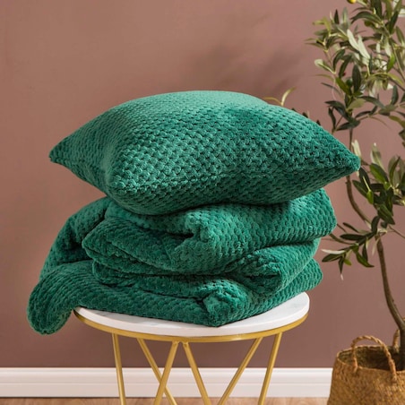 Butelkowa Zieleń Koc Narzuta z mikrofibry 200 x 220 Duży Pled Puszysty miękki