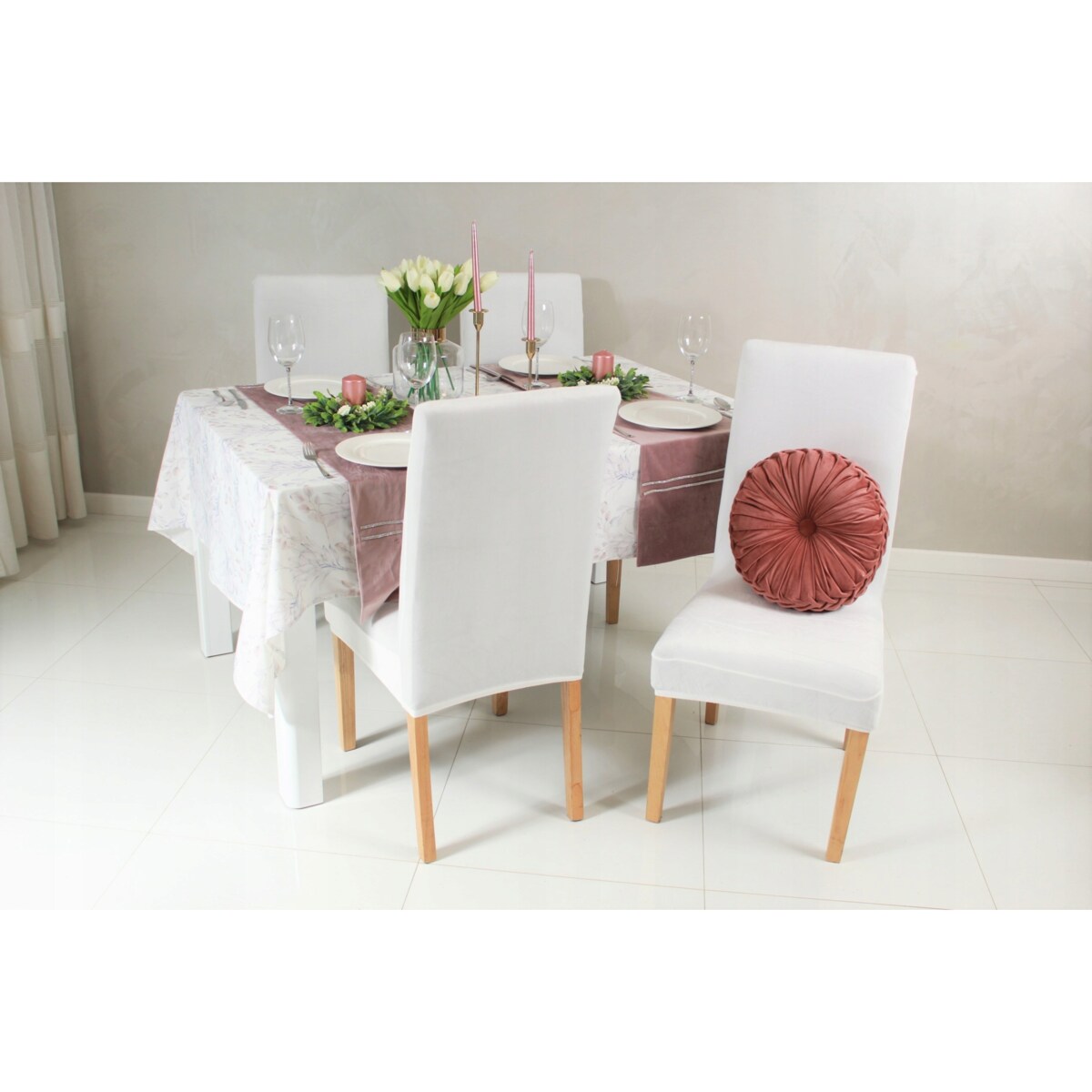 POKROWIEC NA KRZESŁO BIAŁY WELUR ELASTYCZNY [21WO]