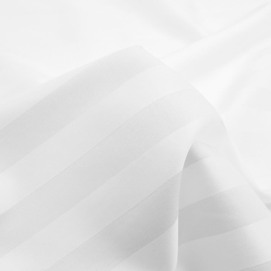 Pościel bambusowa satyna bawełniana 180x200 Bamboo paski, biała